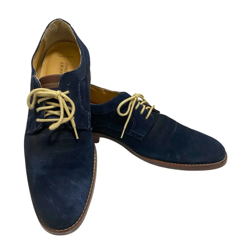 Johnston & Murphey Hartley Plain Toe Size 11 Blue Suede Dress Shoes